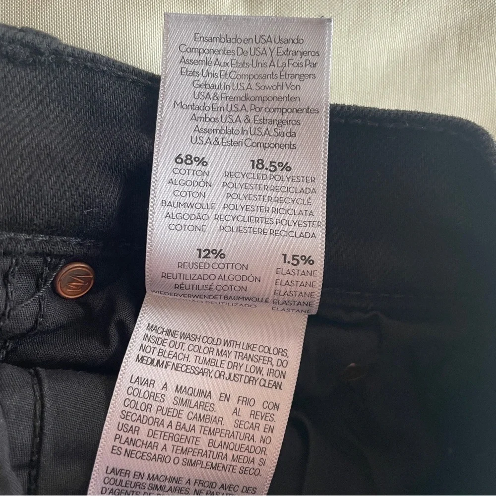 MOTHER- The Rascal Ankle Fray in Black Pitch Straight Leg Jeans Mid Rise Size 24